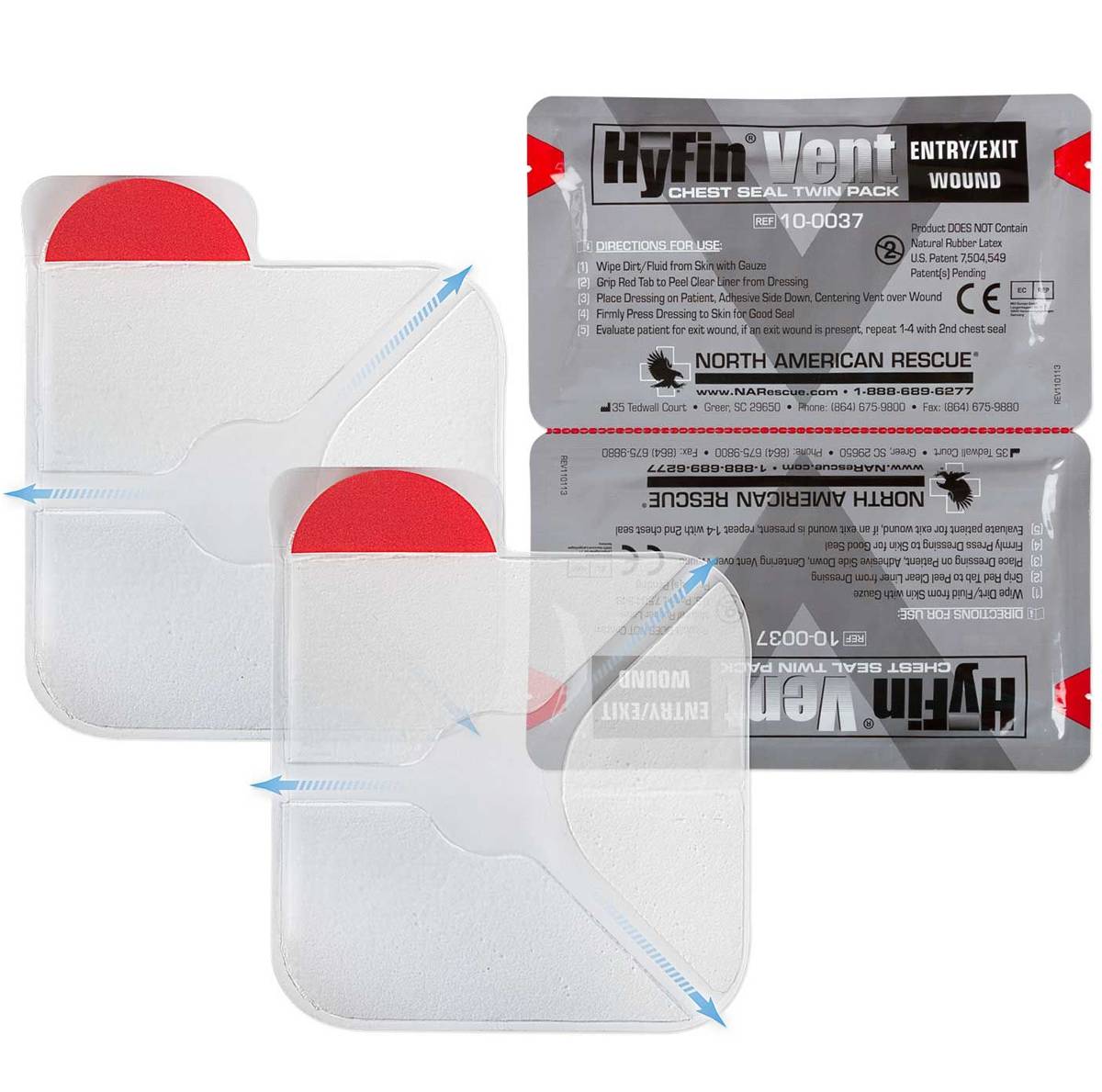 Hyfin Vent Chest Seal, 6" x 6", Twin Pack