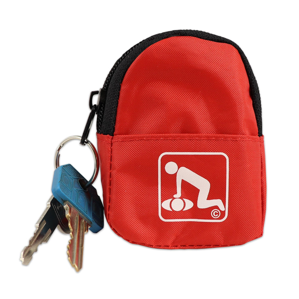 CPR Red Beltloop Keychain Backpack with Faceshield, Gloves, and Cleansing Wipes